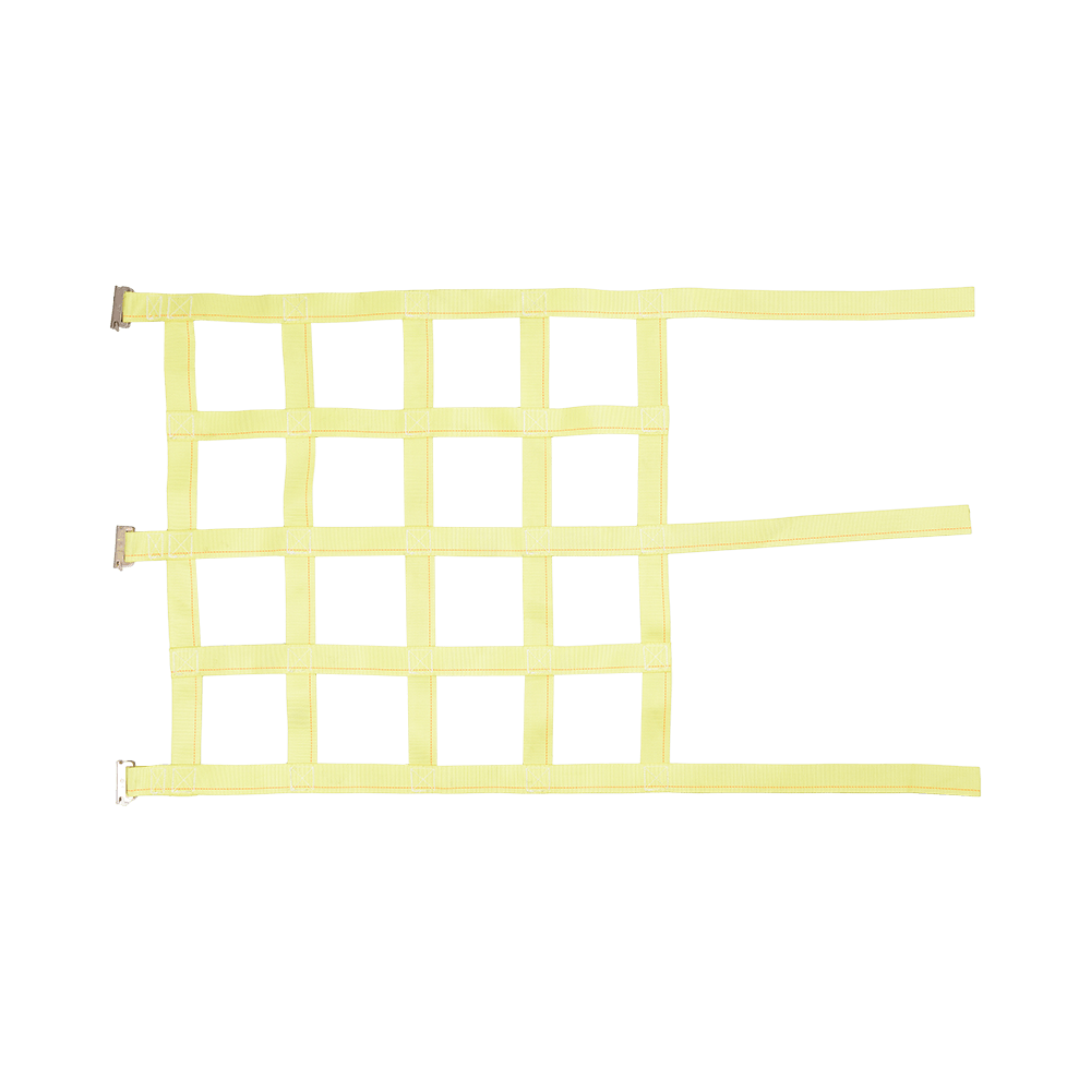 Polyester Webbing Cargo Nets na may Ratchet Buckles Trailer Straps at E Hook