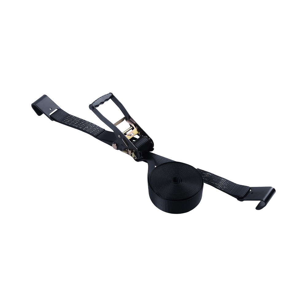 2' Black electrophoresis Ratchet Buckle Strap na may Flat Hooks