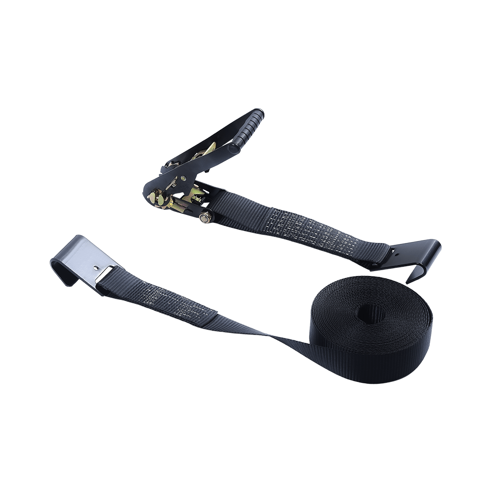 2' Black electrophoresis Ratchet Buckle Strap na may Flat Hooks