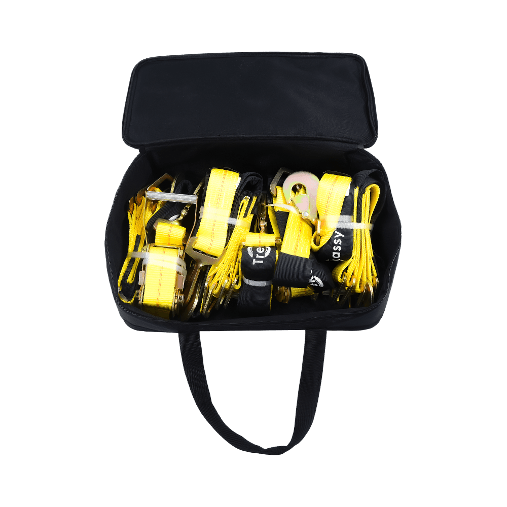 Car Tie Down na may Snap Hooks - Lasso Style - 2 Inch x 96 Inch - 4 Pack - Classic Yellow - 3,300 Pound Ligtas na Working Load