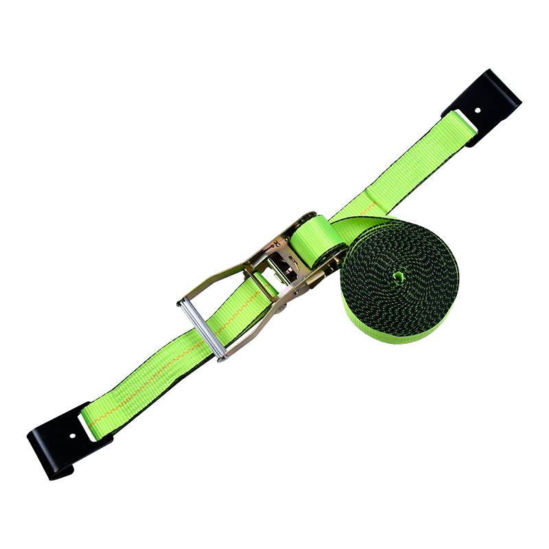 4' X 30' Green Ratchet Strap na May Flat Hooks