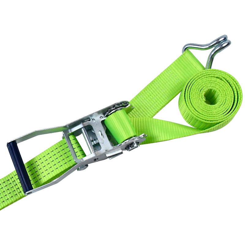 50mm 5000kg White Zinc Plastic Handle Ratchet Strap na may Claw Hooks