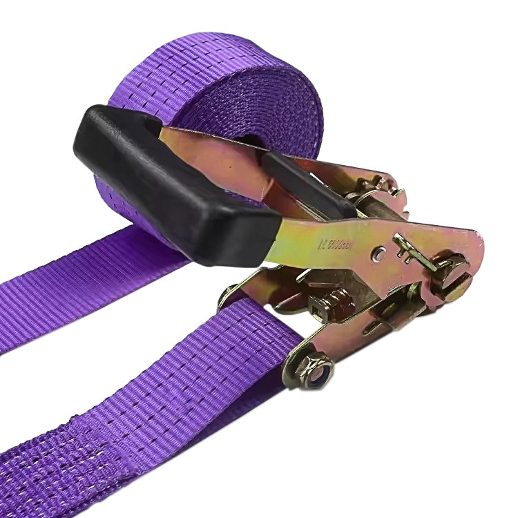 38mm 3t Purple Finger Rubber Handle Ratchet Strap na may Wire Hooks