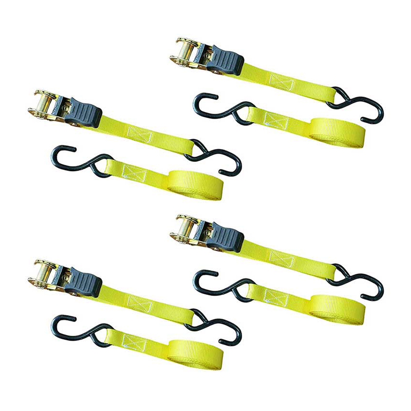 1'' X 15' Multicolor Thumb Handle Ratchet Strap na May Vinyl-Coated S Hooks
