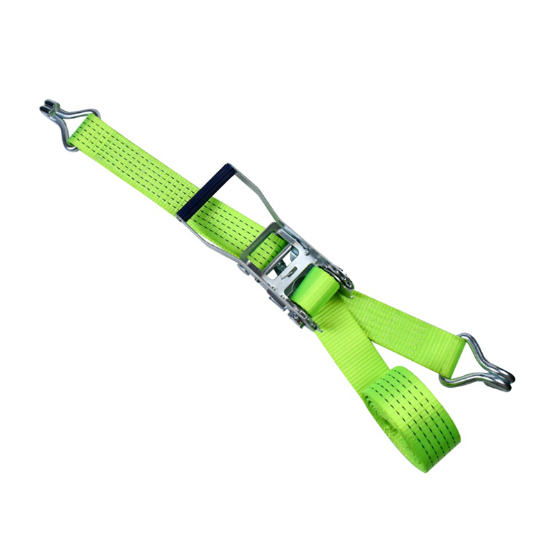 50mm 5000kg White Zinc Plastic Handle Ratchet Strap na may Claw Hooks