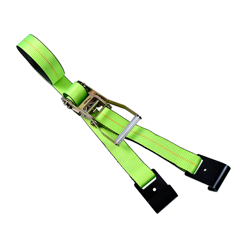 4' X 30' Green Ratchet Strap na May Flat Hooks