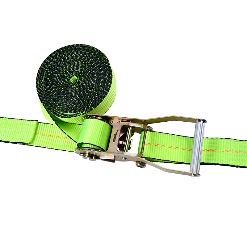 4' X 30' Green Ratchet Strap na May Flat Hooks