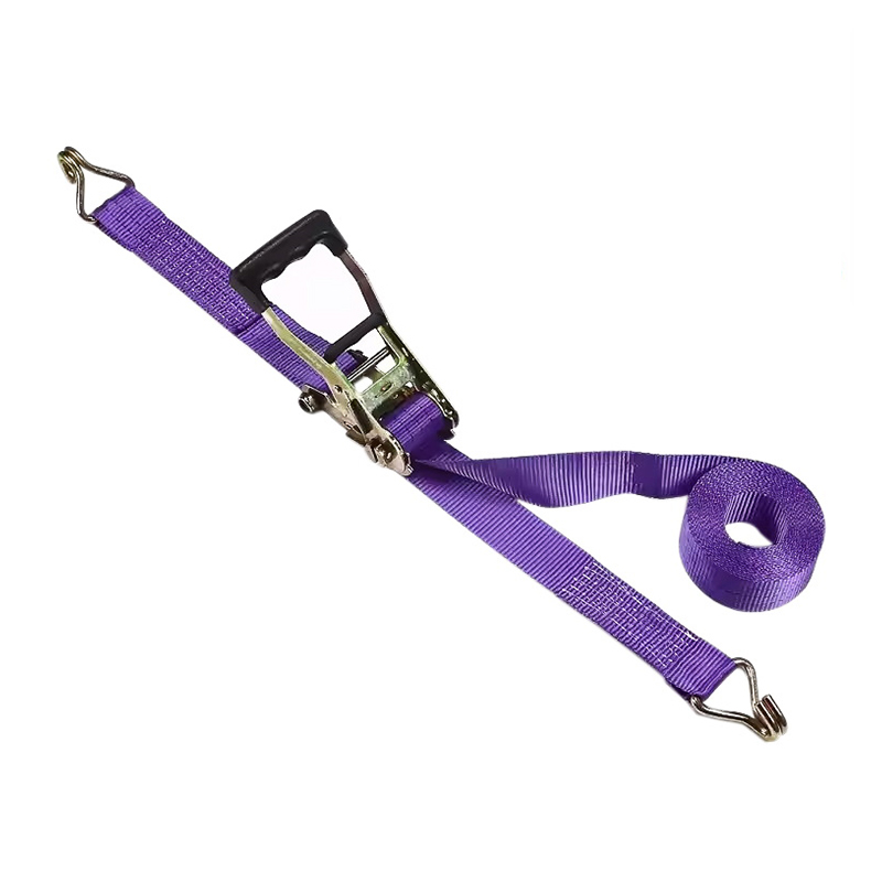 38mm 3t Purple Finger Rubber Handle Ratchet Strap na may Wire Hooks