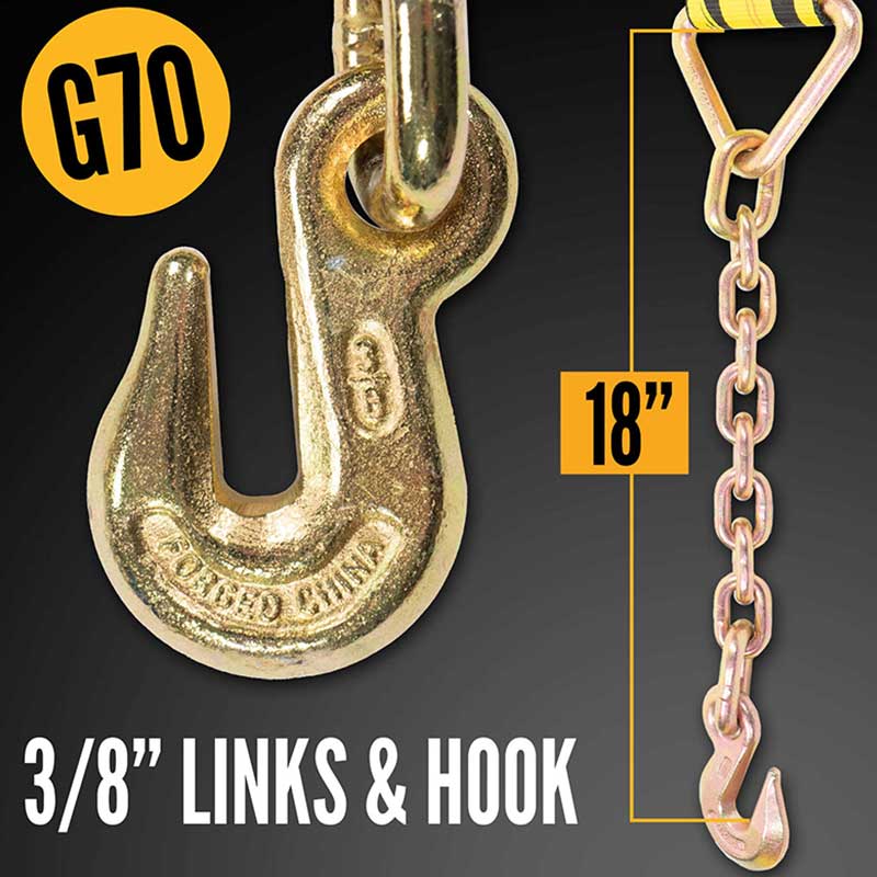 3'' X 30' Ratchet Tie Down Strap na May mga Chain Extension