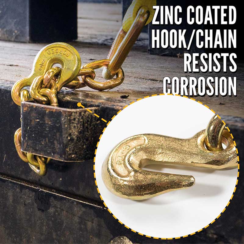 3'' X 30' Ratchet Tie Down Strap na May mga Chain Extension