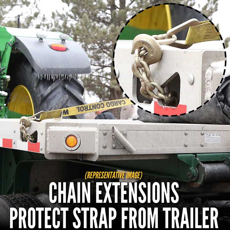 3'' X 30' Ratchet Tie Down Strap na May mga Chain Extension