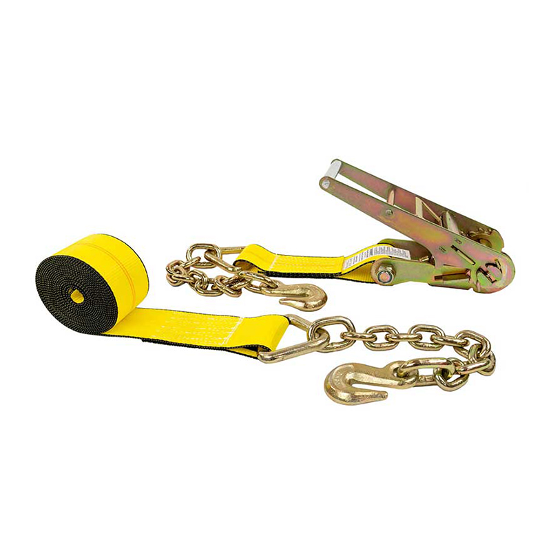 3'' X 30' Ratchet Tie Down Strap na May mga Chain Extension