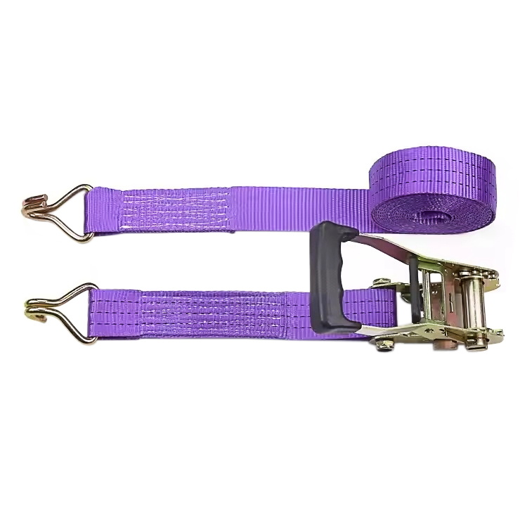 38mm 3t Purple Finger Rubber Handle Ratchet Strap na may Wire Hooks