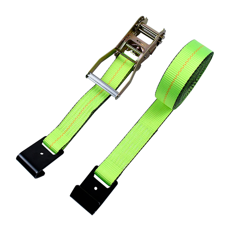 4' X 30' Green Ratchet Strap na May Flat Hooks