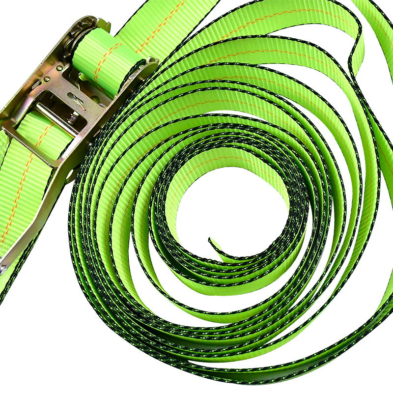 4' X 30' Green Ratchet Strap na May Flat Hooks