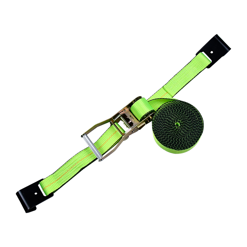 4' X 30' Green Ratchet Strap na May Flat Hooks
