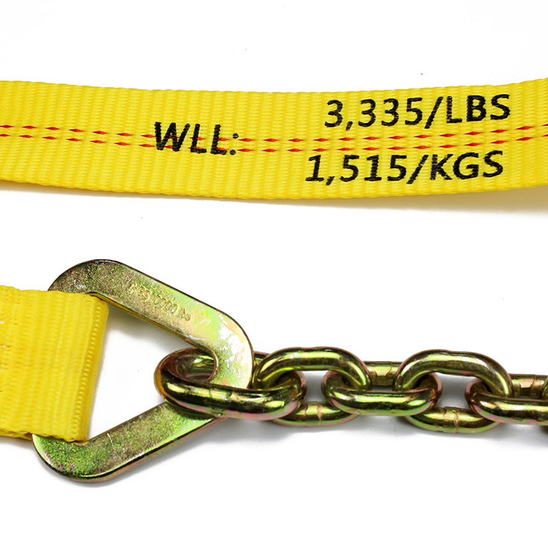 Double-Red Line 2 inch Ratchet Strap na May Chain Anchor Extension