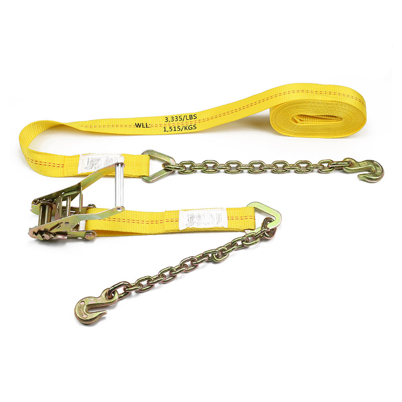 Double-Red Line 2 inch Ratchet Strap na May Chain Anchor Extension