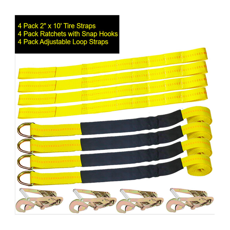 Ang Adjustable 2INCH Tire Wheel Tie Down Gamit ang Snap Hook D Ring