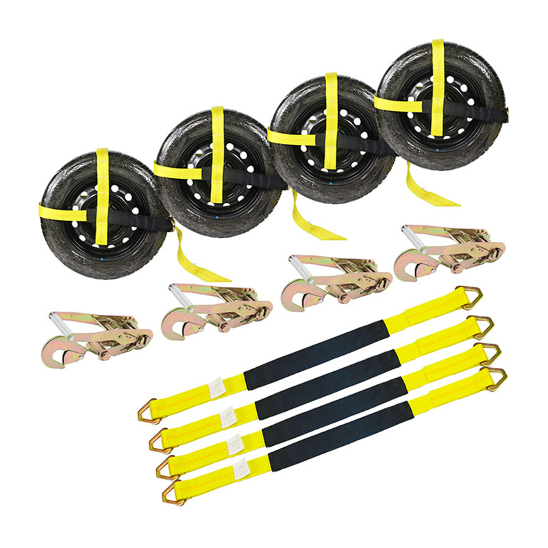 Ang Adjustable 2INCH Tire Wheel Tie Down Gamit ang Snap Hook D Ring Ang Adjustable 2INCH Tire Wheel Tie Down Gamit ang Snap Hook D Ring
