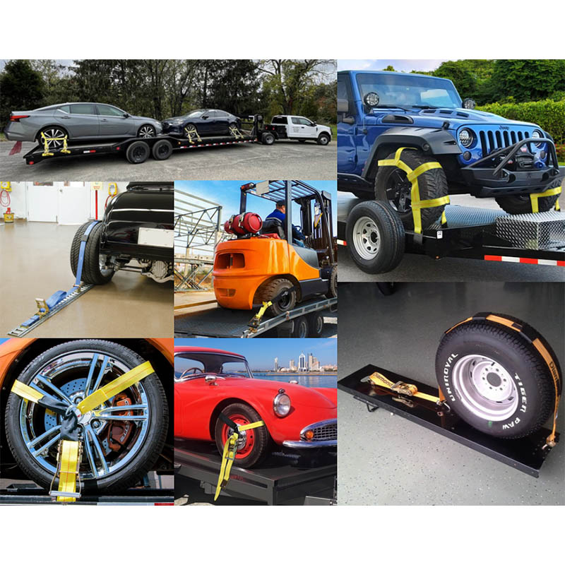 Ang Adjustable 2INCH Tire Wheel Tie Down Gamit ang Snap Hook D Ring