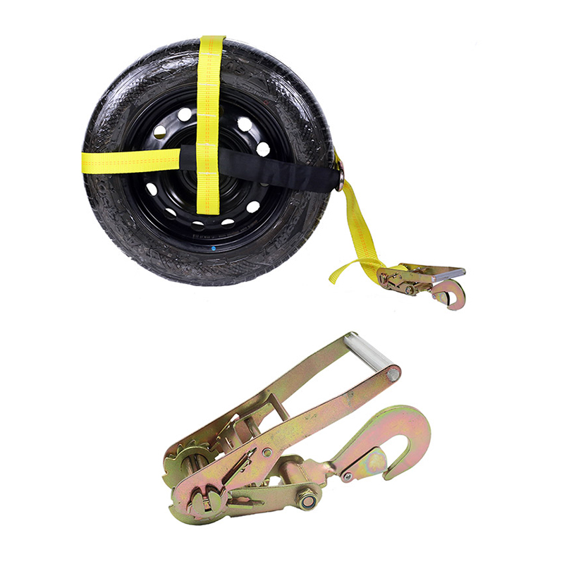 Ang Adjustable 2INCH Tire Wheel Tie Down Gamit ang Snap Hook D Ring