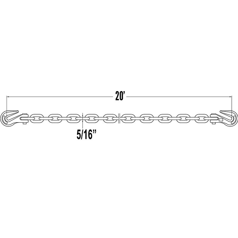 Ang 516 Tie Down Chain Assembly W Clevis Grab Hooks - Grade 80